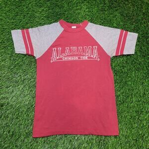 VTG 80s Alabama Crimson Tide T-Shirt Mens XS Womens S Raglan
